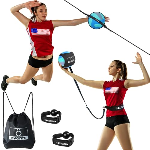 OVANTO Volleyball Training Equipment Aid – Solo Volleyball Equipment in 4 Styles to Serve, Spike, Set and Pass Like a Pro - Adjustable Volleyball Practice Equipment Gift for Beginners & Experts