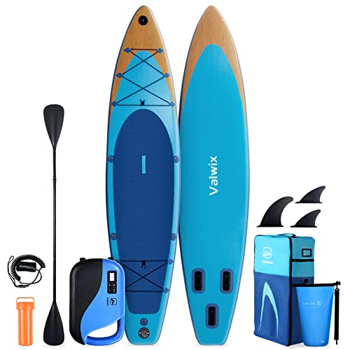 Valwix Inflatable Stand Up Paddle Board w/Electric Pump & Built-in Action Camera Mount Base, iSUP Paddleboard 350LBS Capacity