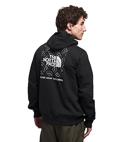 THE NORTH FACE Men's Box NSE Pullover Hoodie (Standard and Big Size), TNF Black/TNF Black Half Dome Outline Print, X-Large