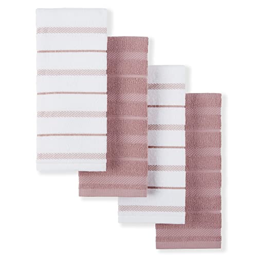 KitchenAid Albany Kitchen Towel 4-Pack Set, Dried Rose/White, 16'x26'