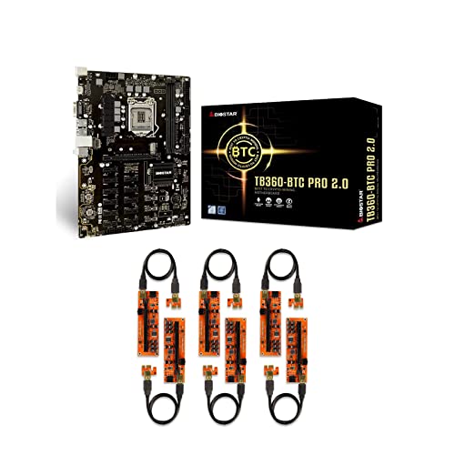 Special Bundle - Biostar TB360-BTC PRO 2.0 Ver. 6.x ATX Motherboard LGA1151 DDR4 & AAAwave PCIE Riser VER 011 PRO 1x to 16x Graphic Extension for GPU Mining