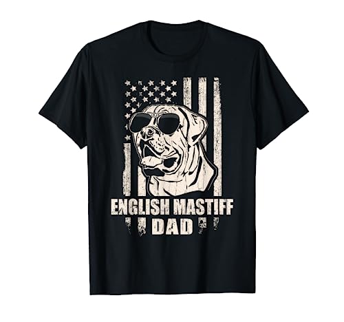 English Mastiff Dad Cool Vintage Retro Proud American T-Shirt
