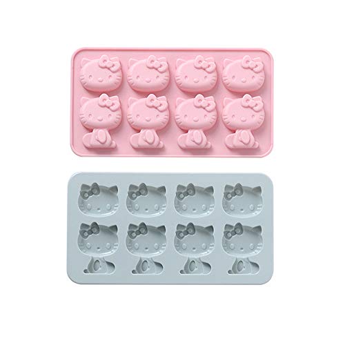 8 Cups 2 pack Hello Kitty Silicone Fondant Cake Mold,ice mold,Chocolate tray for Sugarcraft, Birthday Cake Decoration, Gum paste Icing, Candy Chocolate Cupcake Topper Decorating and DIY Baking Tools