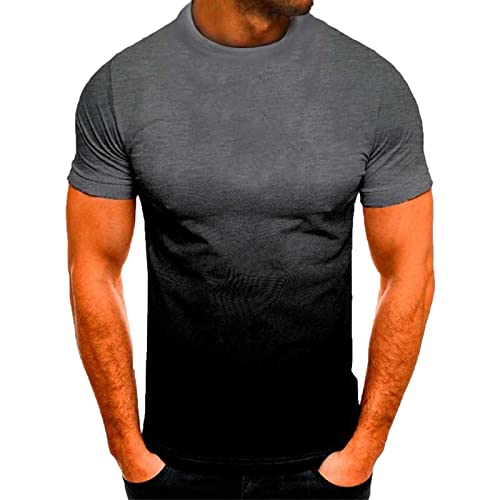 Tshirts Shirts for Men Casual Summer Fashion Short Sleeve Round Neck Tie Dye Gradient Basic Tee Outdoor Camping Tops