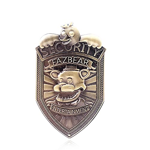 Gift box-Badge 2.4”x1.4”| Freddy Fazbear Badge,Fazbear Security Badge, Fnaf Security Badge Metal Pin,Five Nights At Freddy Cosplay Uniform,Design Quality Brooch Cartoons Metal Horror Pin Gifts