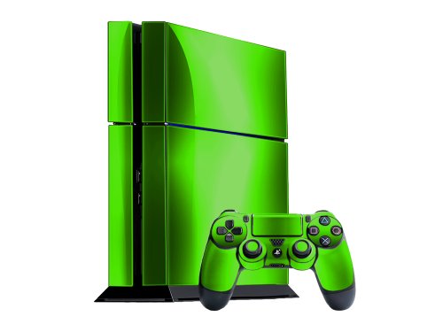 Lime Chrome Mirror - Vinyl Decal Mod Skin Kit by System Skins - Compatible with Playstation 4 Console (PS4)