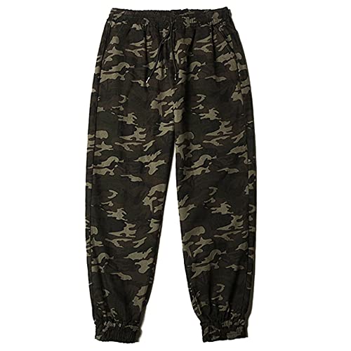 GYSAFJ Men Casual Casual Camouflage Pants Loose Jogging Winter Pockets Trousers Army Green 7XL