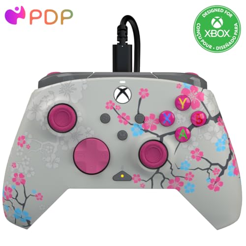 PDP REMATCH GLOW Advanced Wired Controller Licensed For Xbox Series X|S, Xbox One, & Windows 10/11 PC: Pink Cherry Blossom (Glow in the Dark)
