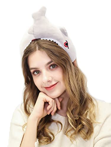 Fxaelian Cosplay Cute Novelty Funny Grey Shark Headband Hairband Hair Hoop Halloween Costume Party Headpiece Headwear Hair Accessories