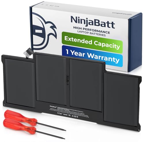 NinjaBatt A1466 Battery for Apple MacBook Air 13″ (Mid 2012, Mid 2013, Early 2014, Early 2015,2017) A1369(Late 2010, Mid 2011 Version) A1494 A1496 A1405 A1377 [7200mAh/55Wh/7.6V]