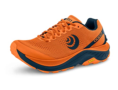 Topo Athletic Men's Lightweight Comfortable 5MM Drop Ultraventure 3 Trail Running Shoes, Athletic Shoes for Trail Running, Orange/Navy, Size 10