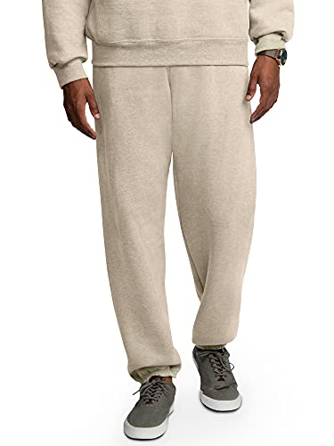 Fruit of the Loom mens Eversoft Fleece & Joggers (Regular Big Man) Sweatpants, Elastic Bottom - Khaki Heather, Medium US