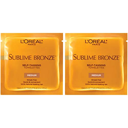 L’Oréal Paris Sublime Bronze Self Tanning Towelettes, Streak-Free, Natural Looking Tan, 6 ct (Pack of 2)
