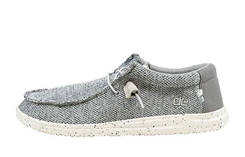 Hey Dude Men's Wally Free Light Grey Size 10 | Men’s Shoes | Men's Lace Up Loafers | Comfortable & Light-Weight