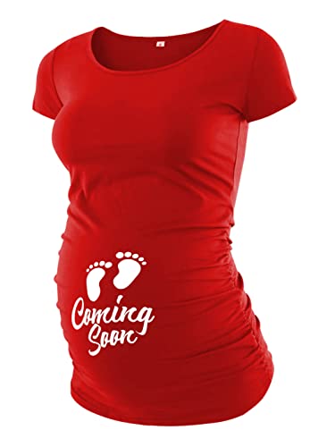 DISC Red Funny Cute Pregnancy Shirts for Women - Maternity Graphic Tees [40022024-AK] | Coming Soon, L