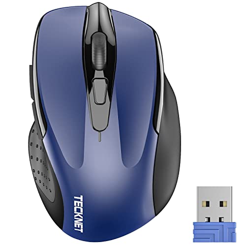 TECKNET Wireless Mouse, 2.4G Ergonomic Optical Mouse, Computer Mouse for Laptop, PC, Computer, Chromebook, Notebook, 6 Buttons, 24 Months Battery Life, 2600 DPI, 5 Adjustment Levels