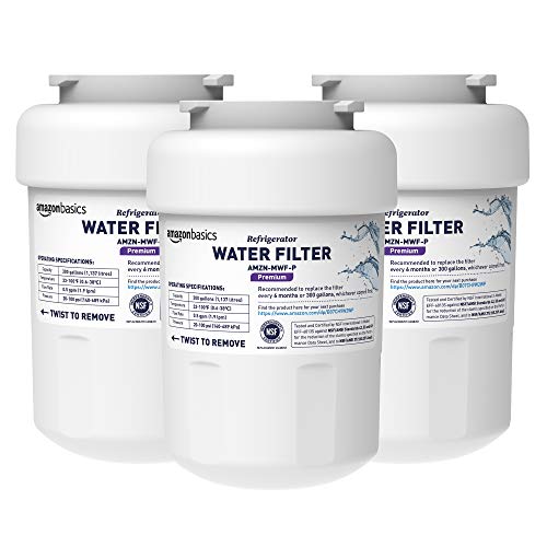 Amazon Basics Replacement GE MWF Refrigerator Water Filter Cartridge - Pack of 3, Premium Filtration