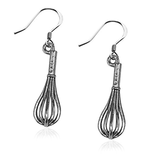 Whimsical Gifts Handpainted Whisk Charm Earrings Collection | Handmade in USA | Antique Silver Finish | French Wire Hooks | Lead-free Pewter
