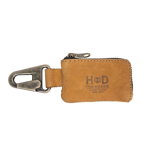 Hide & Drink, Car Key Holder Handmade from Full Grain Leather - Old Tobacco