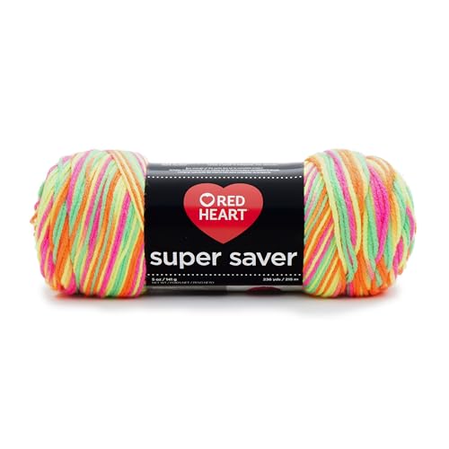 Red Heart Super Saver Yarn, Print-Day Glow