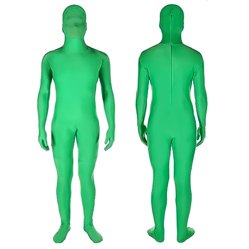 Neewer Green Screen Bodysuit Chromakey Body Suit Green Men Women Adult (XL) with Stretchy Fabric, Hidden Zipper, Facial Mesh for Cosplay Adult Unisex Photography Video Filming Halloween, BD003