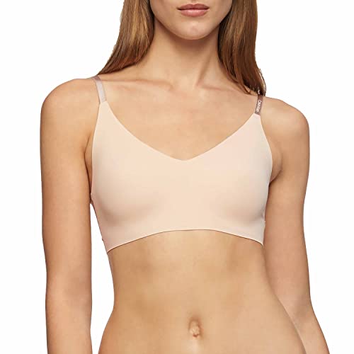 Calvin Klein Women's Invisibles Comfort Lightly Lined Seamless Wireless Triangle Bralette Bra, Bare, Medium