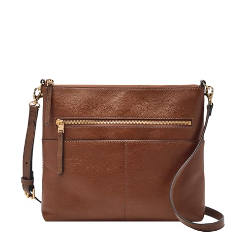 Fossil Women's Fiona Leather Large Crossbody Purse Handbag, Brown (Model: ZB7669200)