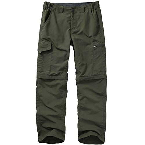 Hiking Pants for Men boy Scout Convertible Cargo Zip Off Lightweight Quick Dry Breathable Fishing Safari Shorts,6226,Army,40