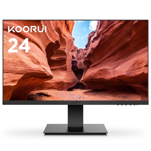 KOORUI 24 Inch Computer Monitor Full HD 1920 x 1080p VA Display 75Hz 3000:1 Contrast Ratio with HDMI, VGA, Frameless, 75 x 75 mm VESA Mountable, Ergonomic Tilt, Black