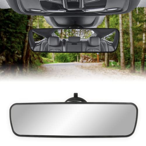 Livtee Anti Glare Car Rearview Mirror with Adjustable Suction Cup, HD Universal Car Interior Rear View Mirror with Panoramic Wide Angle Mounted on Windshield for Car, Truck, SUV (360° Adjustable)