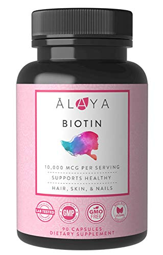 Alaya Naturals - Biotin 10,000mcg, 90 capsules - Supports Healthy Hair, Skin & Nails