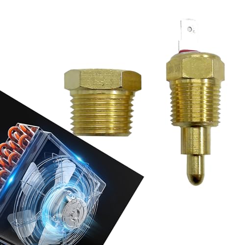 Slykew 1 PC Car Fan Thermostat Switch, Electric Engine Cooling Temperature Sensor, Vehicle Repair Parts, Switch Replacement, Universal for Most Vehicles (Gold)