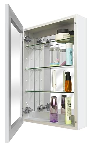 FOMAYKO Aluminum Bathroom Medicine Cabinet 22x30 Inches Recess or Surface Mount Mirror Cabinet for Bathroom Toilet Kitchen