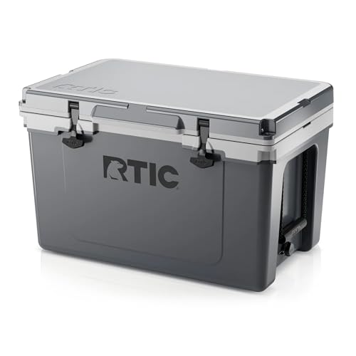 RTIC Ultra-Light 52 Quart Hard Cooler Insulated Portable Ice Chest Box for Beach, Drink, Beverage, Camping, Picnic, Fishing, Boat, Barbecue, 30% Lighter Than Rotomolded Coolers, Dark Grey & Cool