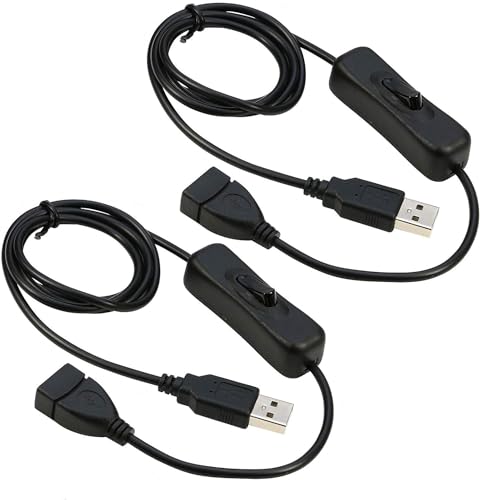 DFsucces USB Extension Cable 2Pcs with ON/Off Switch USB Male to Female Cable Support for LED Desk Lamp, USB Fan, LED Strips etc(39.5inch)