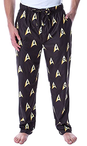 Star Trek The Original Series Men's Allover Starfleet Insignia Loungewear Pajama Pants (Large)