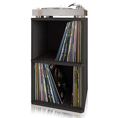 Way Basics Vintage Vinyl Record Cube 2-Shelf Storage, Organizer - Fits 170 LP Albums (Tool-Free Assembly and Uniquely Crafted from Sustainable Non Toxic zBoard Paperboard) Black