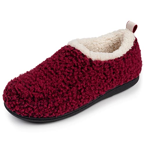 RockDove Women's Nomad Faux Shearling Lined Closed Back Slipper, Size 8-9 US Women, Wine Red