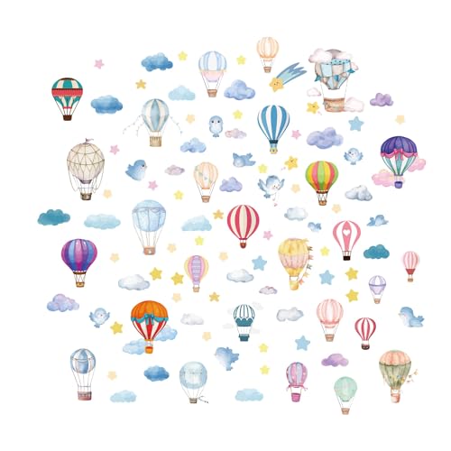 ORIGACH 9 Sheets Hot Air Balloons Window Clings Garden Window Decals Glass Doors Window Anti-Collision Stickers for Home Supplies Shop Window Glass Display Decoration