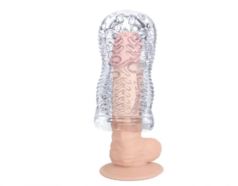 Fxa2-5.9 inches Transparent Silica Gel Material Men Personal Strong Sucking Handheld Pocket Pussies for Male