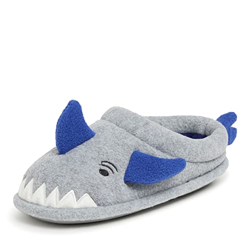 Dearfoams Christmas Gifts for Kids Washable Animal Critter Kids Slippers, Shark, 2-3 Big Kid