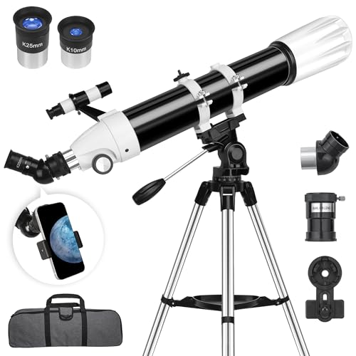 Telescope, 90mm Aperture Astronomy Telescopes for Adults - Professional High Powered Multi-Coated Portable Refractor Telescopes for Beginners & Kids with Travel Carry Bag, Phone Mount