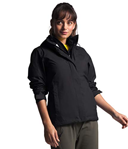 THE NORTH FACE Women’s Venture 2 Waterproof Hooded Rain Jacket (Standard and Plus Size), TNF Black/TNF Black, Small