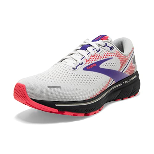 Brooks Women's Ghost 14 Neutral Running Shoe - White/Purple/Coral - 6.5 Medium