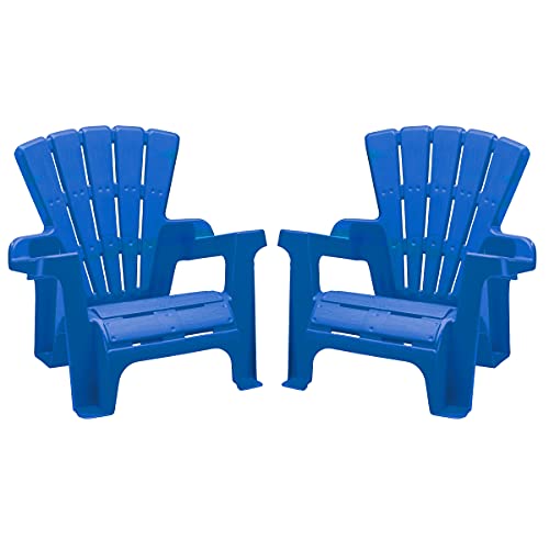 American Plastic Toys Kidsâ€ Adirondack (Pack of 2), Outdoor, Indoor, Beach, Backyard, Lawn, Stackable Lightweight, Portable, Wide Armrests, Comfortable Lounge Chairs for Children, Blue (2pk)