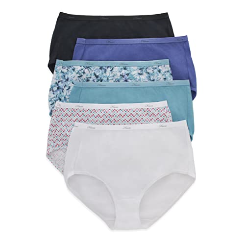 Hanes Women's Plus Size Cotton Underwear, 6 Pack-Brief Assorted, 7
