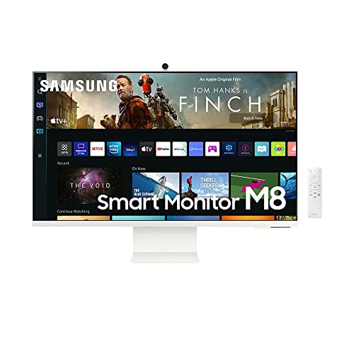 SAMSUNG 32' M80B 4K UHD HDR Smart Computer Monitor Screen with Streaming TV, SlimFit Camera Included, Wireless Remote PC Access, Alexa Built-In, LS32BM805UNXGO, White