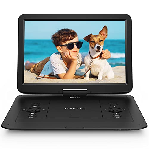 DEVINC 17.9' Portable DVD Player with 15.6' HD Swivel Screen, Support Multiple DVD CD Formats/USB/SD Card/Sync TV, 6 Hours Rechargeable Battery, Car Charger, Remote Control, Region Free