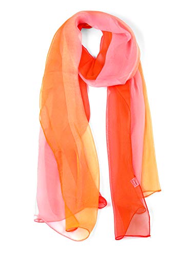 uxcell Long Chiffon Light Wedding Scarf Silky Gradient Color Party Shawl Spring Summer Beach Wrap for Women 63'x19.6' Red Orange Pink