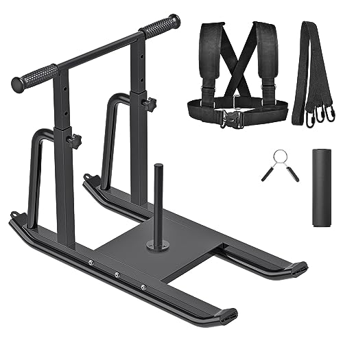 Kipika Weight Sled Fitness Sled, Adjustable Height Weight Training Sled, Enhance Muscle Strength and Explosive Power, Suitable for 1' & 2' Weight Plate, Black